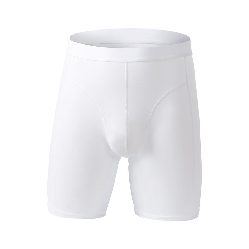 White Compression Mens Cotton Boxer Shorts Underwear Soft Cotton Lengthened Legs Abrasive Pants